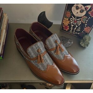 Brown and Black Loafers with Tassels Uk 43